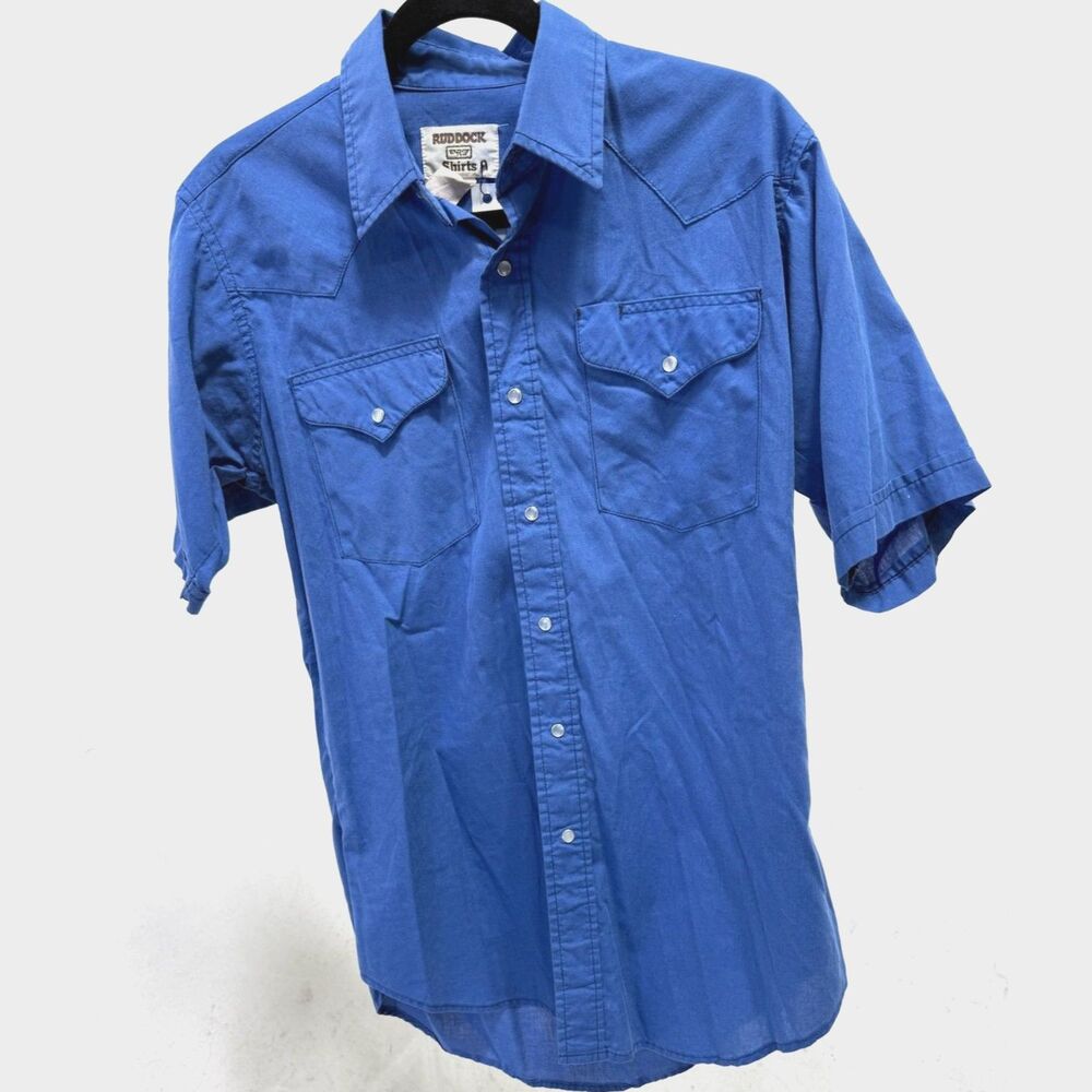 Ruddock vintage blue short sleeve pearl snap